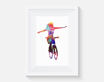 Female Cyclist - Watercolour print
