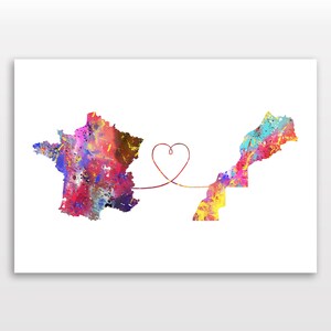 France to Morocco - Travel poster - Watercolour print