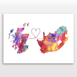 Szkocja do RPA - Plakat podróżniczy - Wydruk akwarelowy