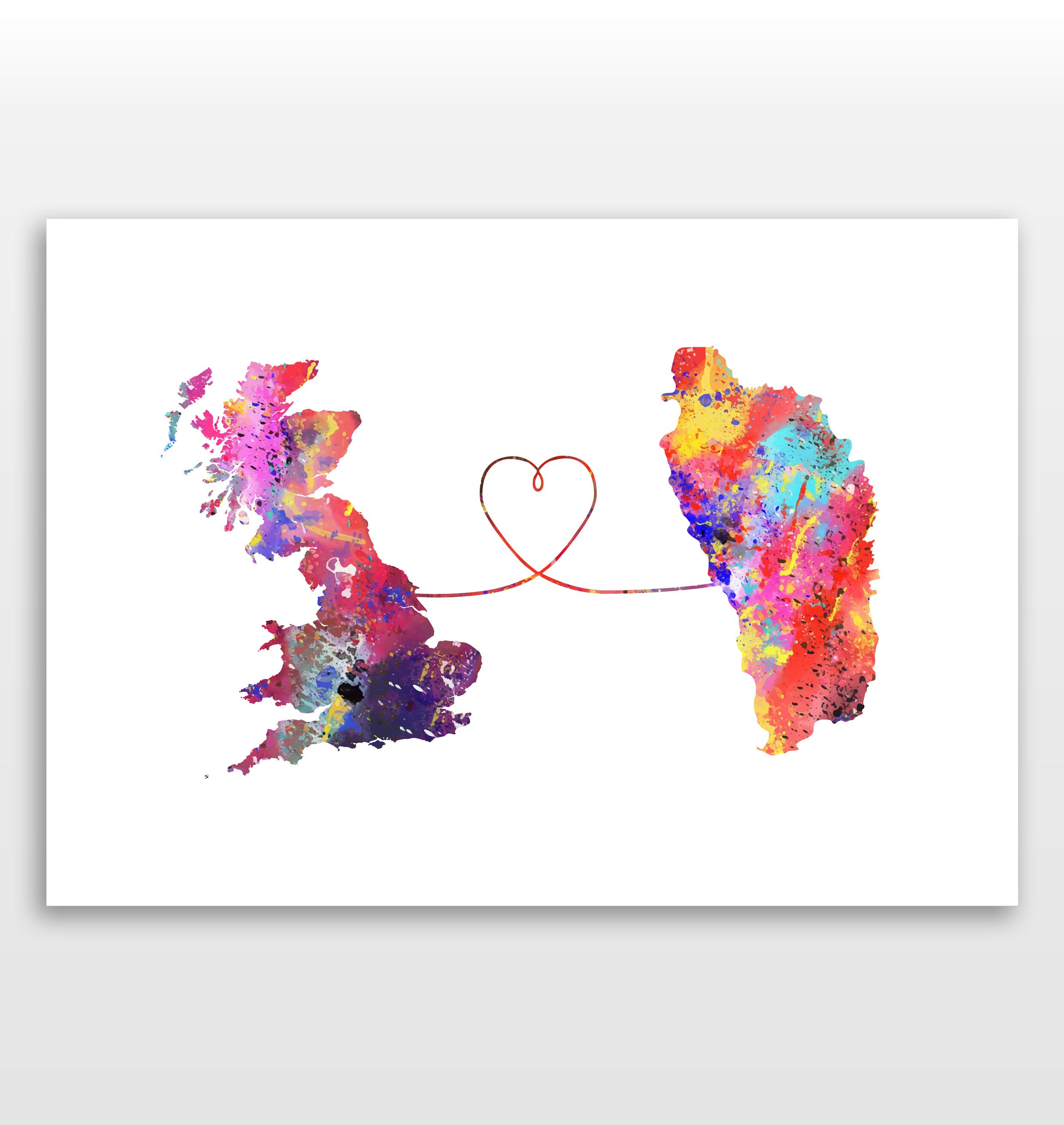 Britain to Dominica - Travel poster - Watercolour print