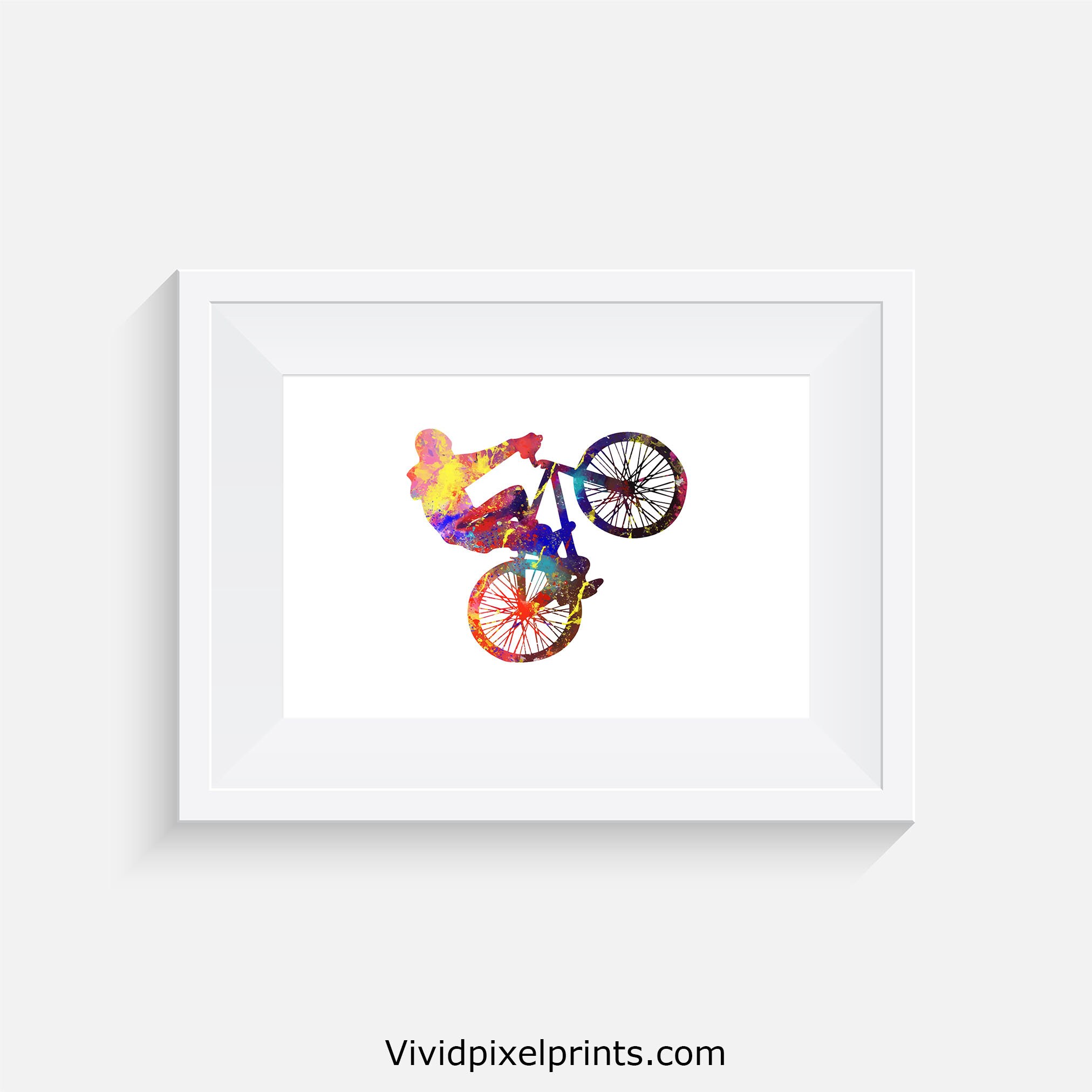 BMX Wheelie Watercolour Print Etsy