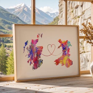 Scotland to Wales - Travel poster - Watercolour print