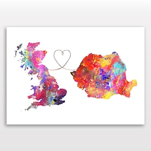Großbritannien nach Rumänien - Reiseplakat - Aquarelldruck