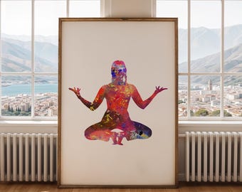 Meditation Poster - Meditation Print -  Watercolour print