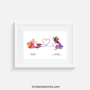 Toronto, Canada to London, UK - Travel - Watercolour print