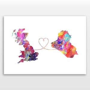 Britain to Iraq - Travel poster - Watercolour print