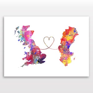 Großbritannien nach Schweden - Reiseplakat - Aquarelldruck