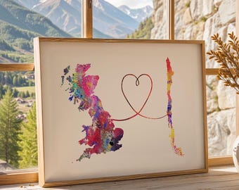 Britain to Chile - Travel poster - Watercolour print