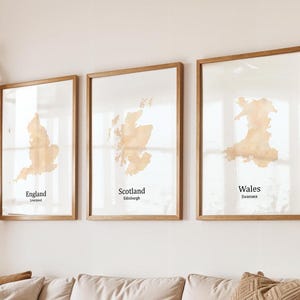 Personalised Map Prints - Set of 3 - Custom Map Art - Available in 6 Colours