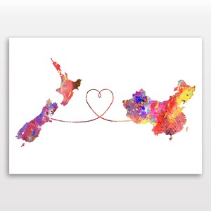 New Zealand to China - Travel Print Poster - 4 Available Colours