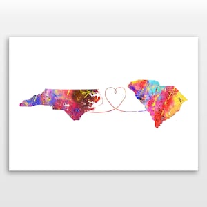 North Carolina to South Carolina - Travel - Watercolour print