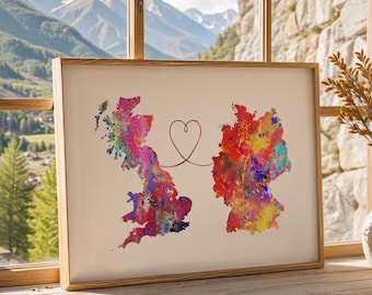 Britain to Germany poster - Watercolour print