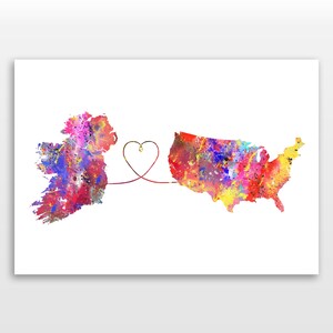 Ireland to The United States of America - Travel - Watercolour print