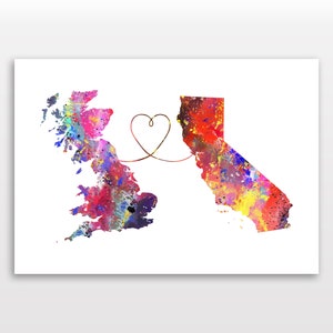 De Gran Bretaña a California - Viajes - Impresión de acuarela