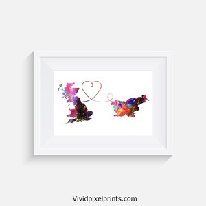Großbritannien nach Slowenien - Reiseplakat - Aquarelldruck