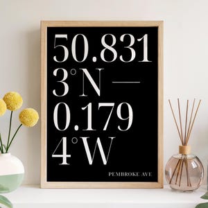 Personalised Black Coordinates Poster – Minimalist Latitude Longitude Print