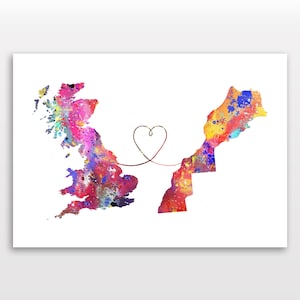 Britain to Morocco - Travel poster - Watercolour print