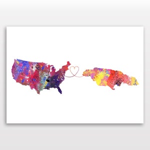 Des États-Unis à la Jamaïque - Voyage - Impression aquarelle