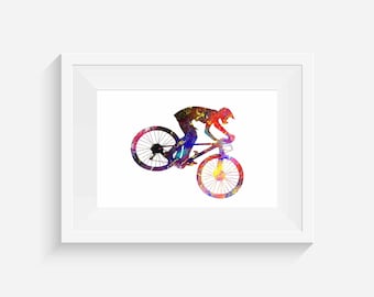 Mountain biker - Watercolour print