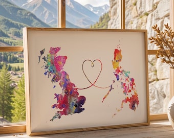 Britain to Philippines - Travel poster - Watercolour print