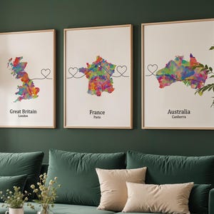 Personalised Map Print with linked locations | Custom Travel Adventures Map Print | Personalised Travel Art for Couples | Anniversary Print