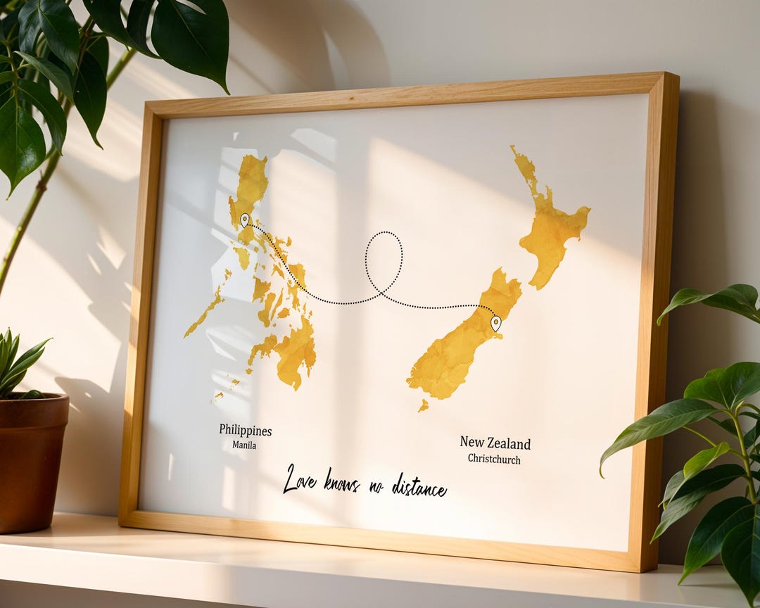 Digital Personalised Map Print With Linked Locations | Custom Travel ...