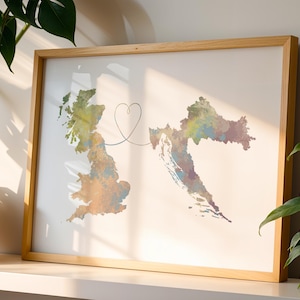 Großbritannien nach Kroatien - Reiseplakat - Aquarelldruck
