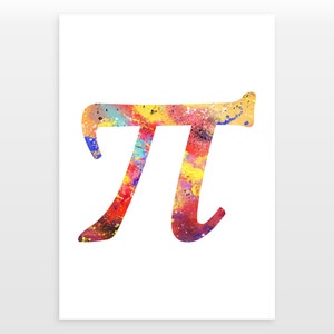 Pi Symbol Poster - π Print - Watercolour print