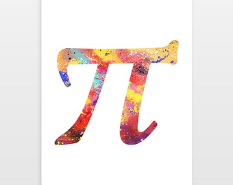 Pi Symbol Poster - π Print - Watercolour print