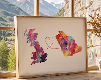 Britain to Saudi Arabia - Travel poster - Watercolour print