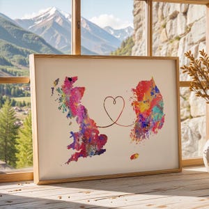 Britain to South Korea - Travel poster - Watercolour print