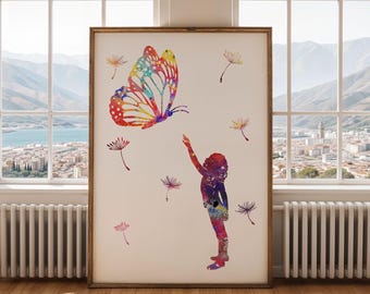 Watercolour Butterfly Poster, Minimalist Butterfly Print