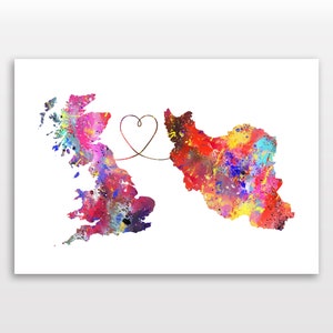 La Grande-Bretagne vers l'Iran - Poster de voyage - Impression aquarelle