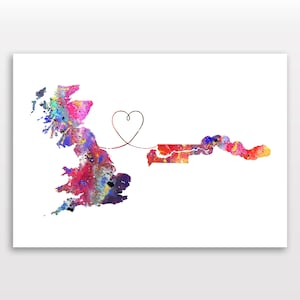 De la Grande-Bretagne à la Gambie - Poster de voyage - Impression aquarelle