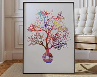 Póster de neurona - Impresión en acuarela de neurona cerebral