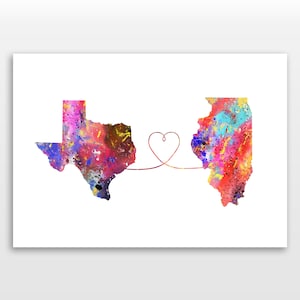 Texas to Illinois - Travel - Watercolour print