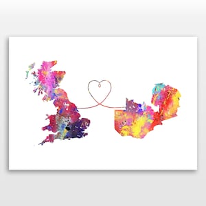 Britain to Zambia - Travel poster - Watercolour print