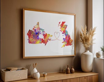 Canada to Britain - Travel poster - Watercolour print