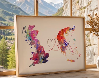Britain to Greece - Travel poster - Watercolour print