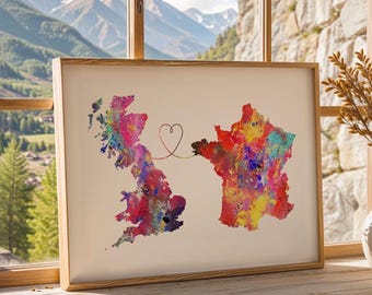 Britain to France - Travel poster - Watercolour print