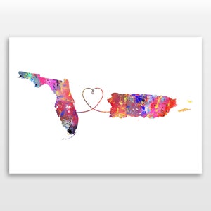 Florida to Puerto Rico - Travel - Watercolour print