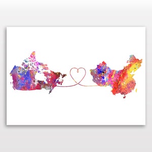 Canada to China - Reiseplakat - Aquarelldruck