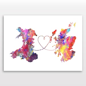 Wales nach Schottland - Reiseplakat - Aquarelldruck