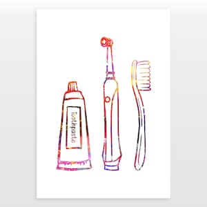 Poster Zähneputzen - Zähneputzen - Zähne - Aquarell print