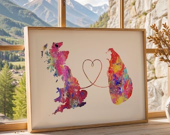Britain to Sri Lanka - Travel poster - Watercolour print