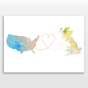 United States to Britain print - Travel poster - Watercolour print