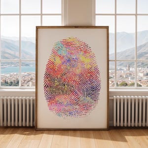 Póster de huellas dactilares - Impresión dactilográfica - Impresión en acuarela