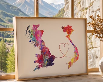 Póster de viaje de Gran Bretaña a Vietnam - Impresión en acuarela