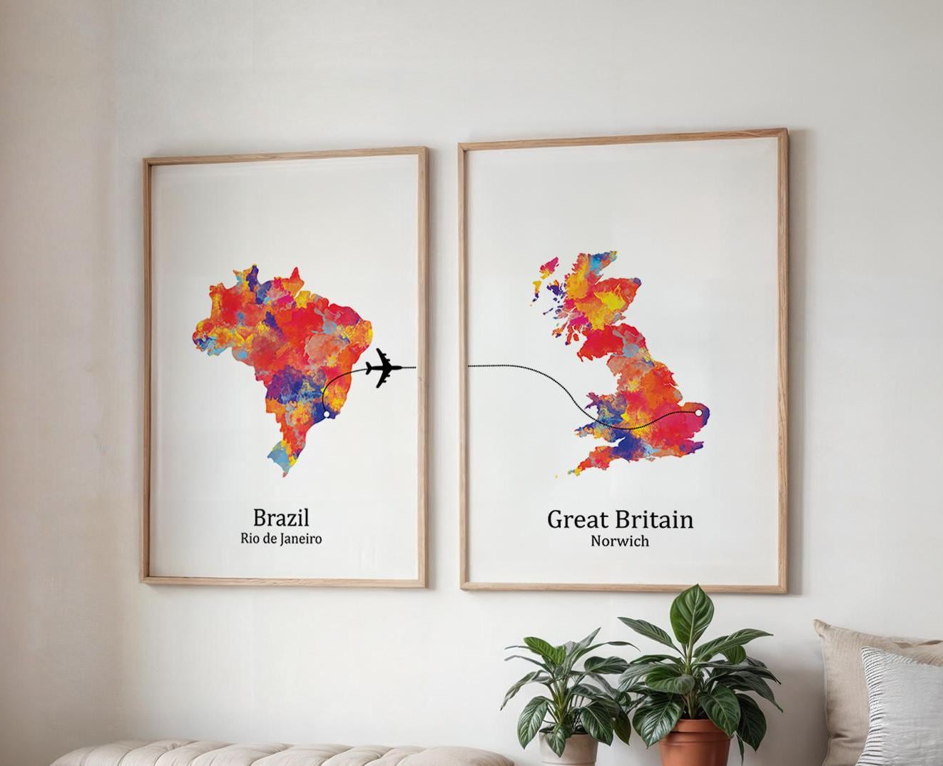 Personalised Map Print with linked locations | Custom Travel Adventures Map Print | Personalised Travel Art for Couples | Anniversary Print