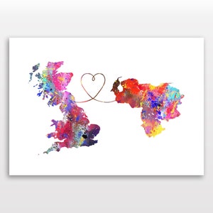 Großbritannien nach Venezuela - Reiseplakat - Aquarelldruck